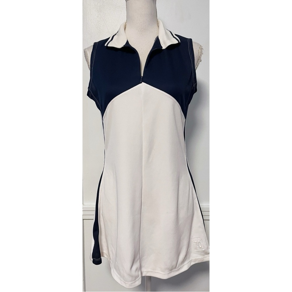 K Swiss • White Navy Quarter Zip Tennis Dress